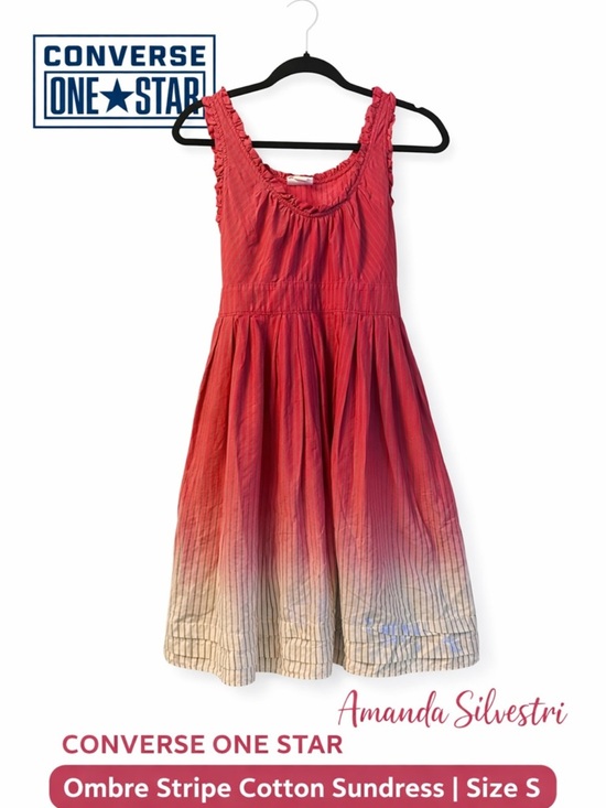 Converse Dresses & Skirts - Converse One Star Ombre Sundress Size S Pink Stripe Tie Back Cotton Summer Dress